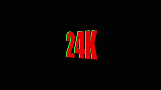 24 K gold text animation with green glow on black background luxury symbol wealth rich.