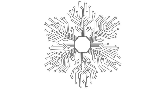 Digital snowflake circuit board pattern