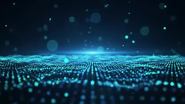 Digital particle wave with glowing dots