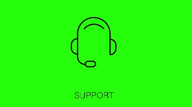 Support icon with headset on green background