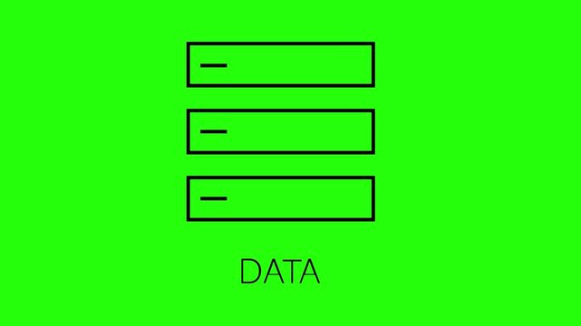 A green background with three black text input fields and the word data