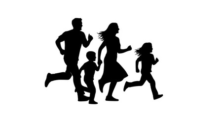 Obraz premium Family Running Silhouette Healthy Lifestyle Vector Illustration