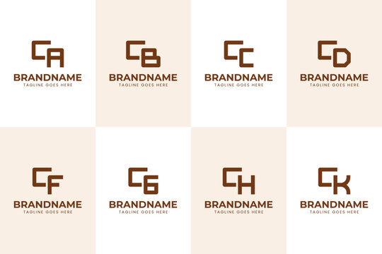 Letters CA CB CC CD CF CG CH CK Monogram Logo Set, for any brand with AC BC CC DC FC GC HC KC initials