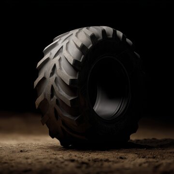 Aggressive off road tire with deep mud terrain tread pattern automotive concept
