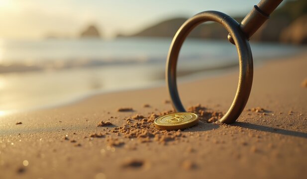 Bitcoin Coin Found on Beach with Metal Detector Loop