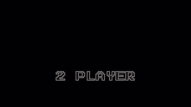 Retro Gaming 2 Player Pixel Art Animation Loop with Alpha Channel 8-Bit Flickering Text and Zoom Effect for Arcade Video Game Opening 4K 4k video animation seamless loop transparent background alpha 