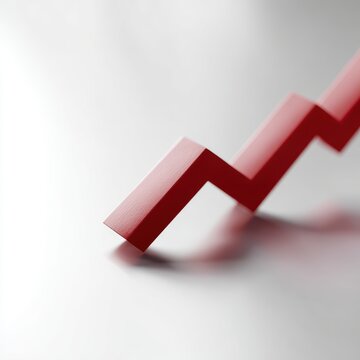 Isolated decreasing chart with downward arrow financial loss trend concept