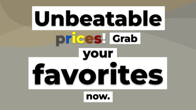 Dynamic retail promotion Mega Sale Motion Graphic with unbeatable prices text.