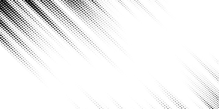 Grunge halftone gradient background. Faded grit noise texture. White and black sand wallpaper. Retro pixelated backdrop. Anime or manga style comic overlay. Vector graphic design textured template