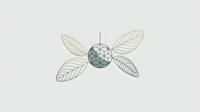 Minimalist satellite orb with solar leaf panels &ndash; Great for environmental space tech, clean energy, or orbital science.