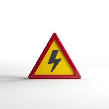 Isolated electricity warning triangle sign danger of electrocution