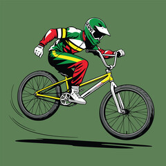 Naklejka premium vector image of a BMX bike in action