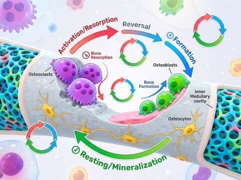 Bone Remodeling Process Formation, Resorption, and Mineralization Explained with Osteoblasts and Osteoclasts