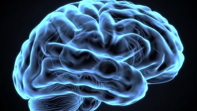 Blue glowing brain illustration