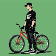 Naklejka premium vector image of a BMX bike in action