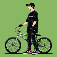 Naklejka premium vector image of a BMX bike in action