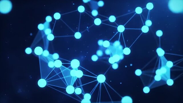 Abstract network of glowing blue nodes