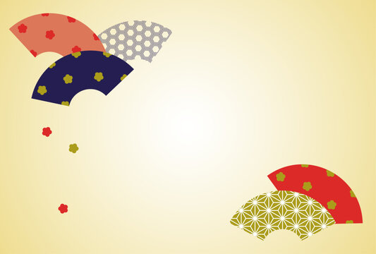 Traditional Japanese Fan Pattern with Gradient Background, Editable Illustrator AI Vectors