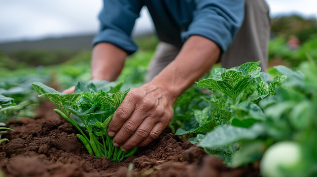 Indigenous food sovereignty advocate harvesting traditional three sisters crops of corn beans and squash from community garden, cultural knowledge being practiced and preserved thr