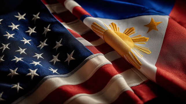 Celebrating unity through flags american and philippine symbols cultural heritage close-up vivid colors patriotism