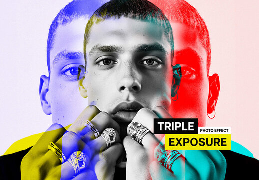 Triple Exposure Photo Effect Mockup