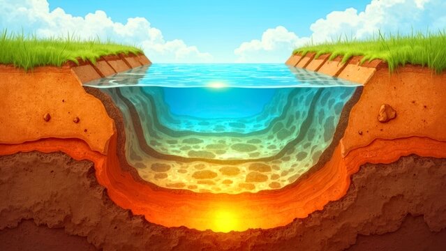 Geological section deep pit aquifer