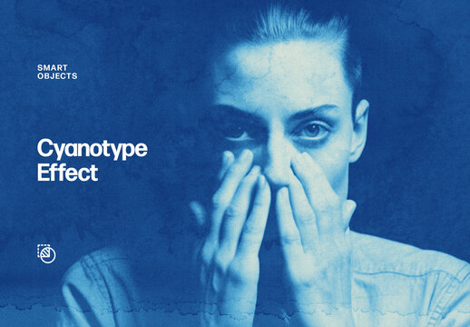 Cyanotype Photo Effect Mockup