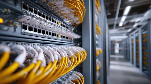 Overview of a Data Center with Network Switches and Cables Highlighting the Importance of Efficient Connectivity in Modern Information Technology Infrastructure