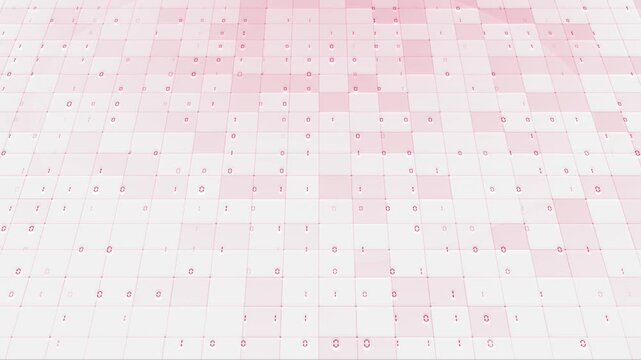 Minimal White Data Grid with Floating Binary Numbers &ndash; Abstract Digital Technology Seamless Loop Background