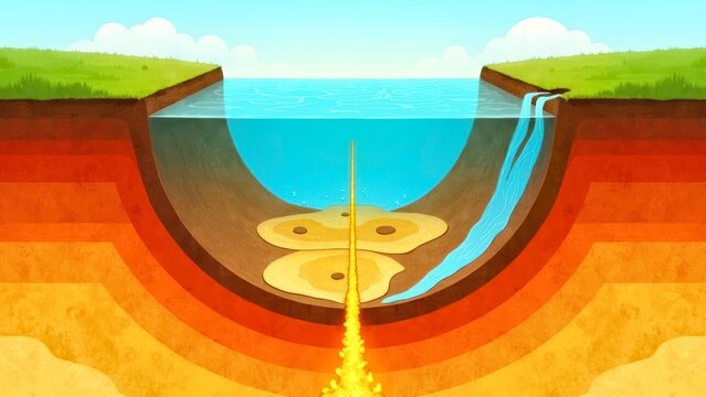 Geological section deep pit beam injection