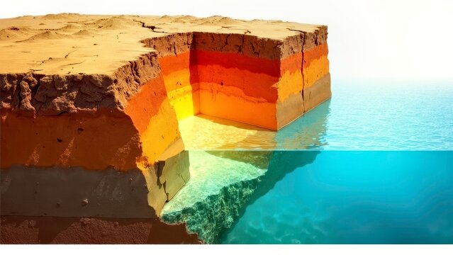 Geological side profile shallow pool water storage