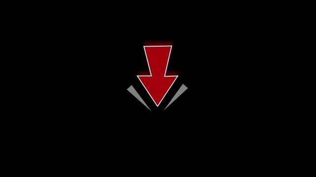 A bold downward-pointing arrow with a sleek gradient design on a dark background