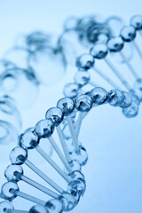 Abstract cosmetic lab. Dna double helix structure representing genetic science research