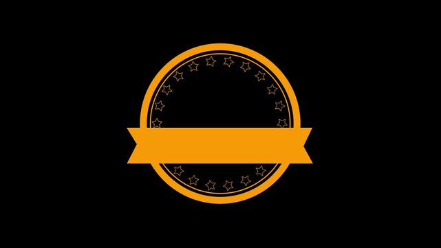 Elegant circular badge with a yellow ribbon and intricate border design