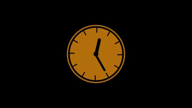 Stylish orange clock with minimalist hour hand design on dark background