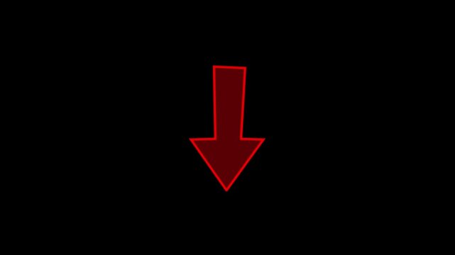 A bold red downward-pointing arrow on a dark background