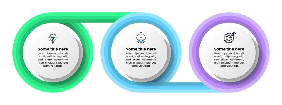 Infographic template. 3 connected circles with icons