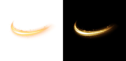 Glowing golden swirl with floating particles and soft light trail. Abstract golden light composition with glowing particles, stardust and shimmering glitter. © Ihor Nemynushchyi