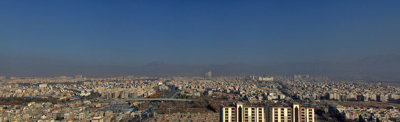Obraz premium Rasht, Iran. Ancient cities continue to maintain very dense buildings and cubic (flat roofs) architecture. View from above