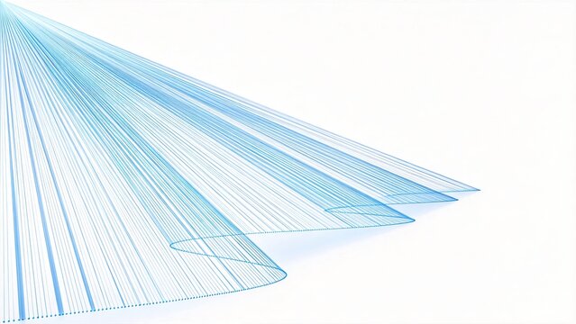 Abstract blue fiber optic light rays on white background digital data transmission concept network connection high speed internet technology futuristic communication background wit