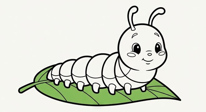 Cartoon caterpillar on a leaf illustration for educational purposes