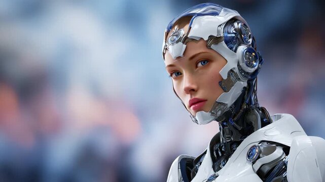 Futuristic android with realistic features and intricate design, showcasing advanced robotics technology and lifelike expressions in a compelling digital art representation.