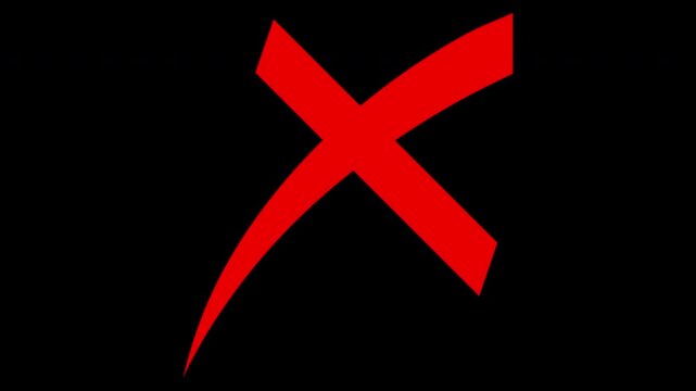 Red cross mark sign icon animation on transparent background