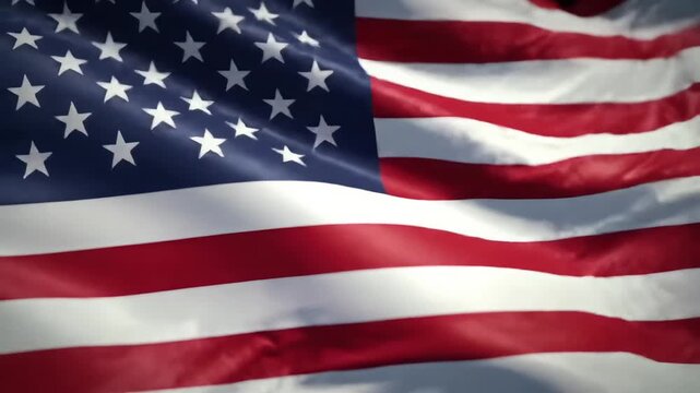 Waving American flag closeup