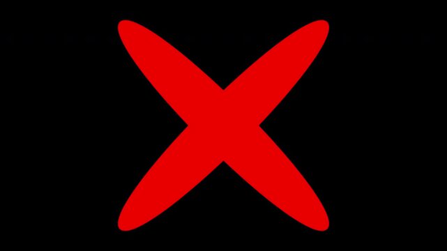 Red brushstroke cross mark animation. Red X symbol for error or rejection
