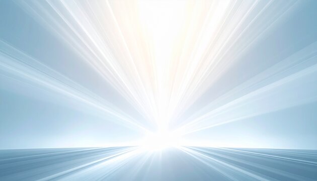 白と青の光が広がる放射背景 清潔感と未来を表現した抽象デザイン