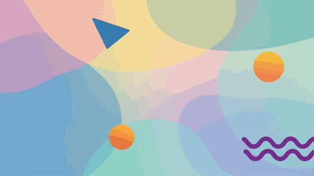 Colorful abstract artwork featuring overlapping shapes and design elements