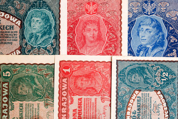 Naklejka premium Old Polish money - Marks a background