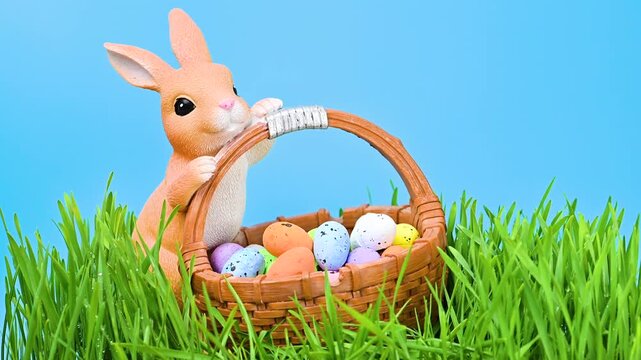 Video of an Easter bunny in green grass