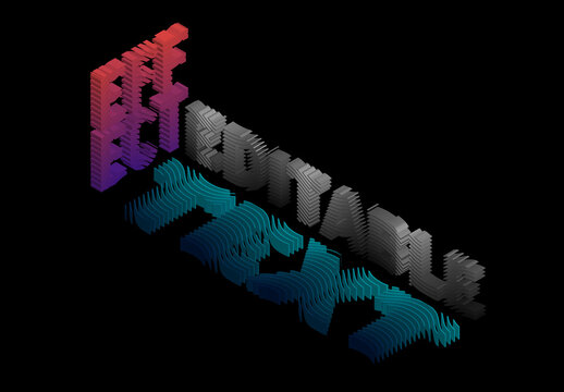 Abstract 3D Retro Wave Glitch Editable Text Effect Design